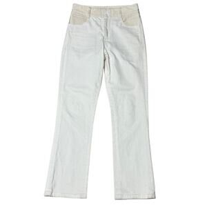 WENDELBORN Studio Jean 2-Tone High Waist Straight Leg Denim White Tan EUC 26